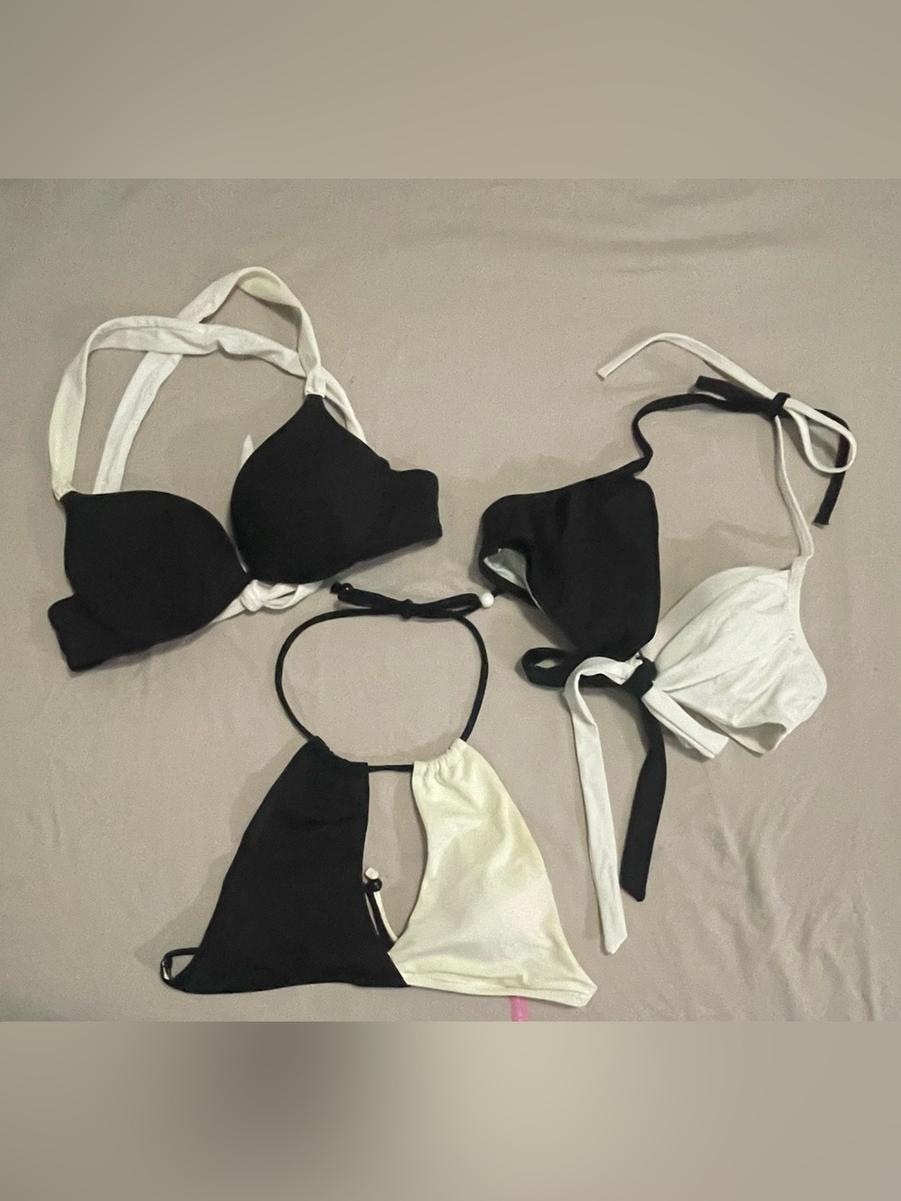 Victoria's Secret Black & White Bikini Top Set